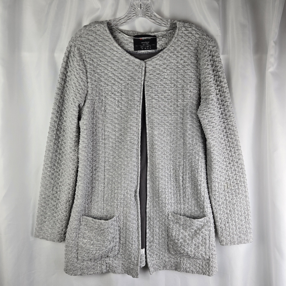 Street One Textured Gray Stretch Open Front Cardigan Womens Size EU 42 US Large